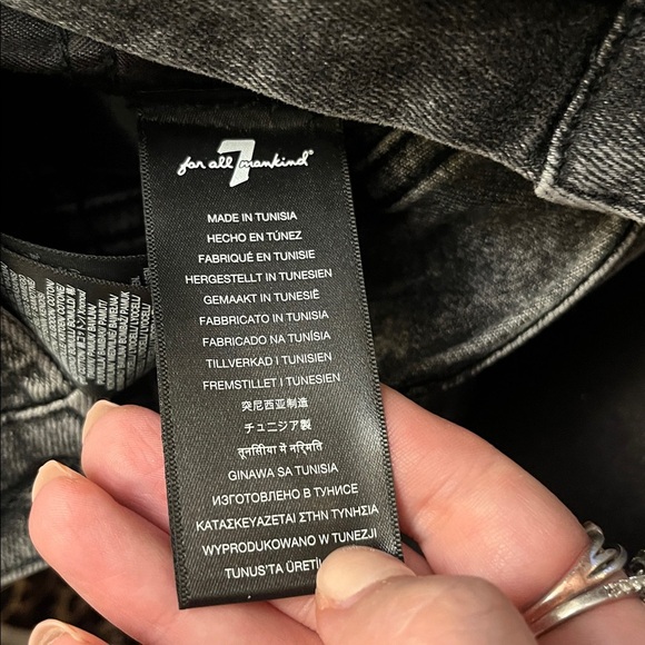 NWT 7 For All Mankind High Waist Cropped Straight Black Mineral Wash Jeans 24 - Picture 12 of 16